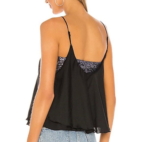 Free People Turn It On Cami Black Sequins Bralette Black Tank Top Small - Picture 10 of 14